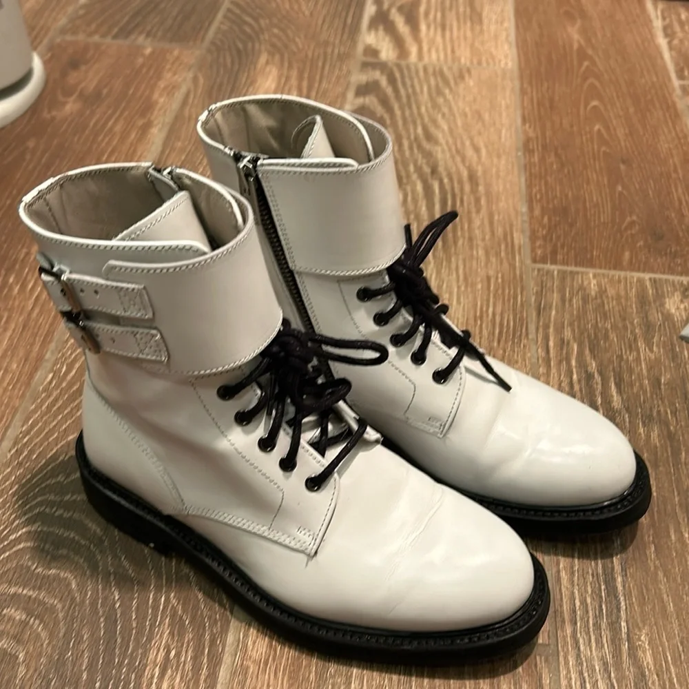 ALLSAINTS white leather brigade combat boot - Picture 2 of 7
